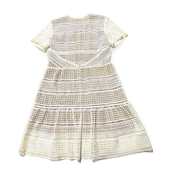 Self Portrait Patchwork Lace Mini Dress, White with  Nude,  Size 10‎ - Picture 9 of 16